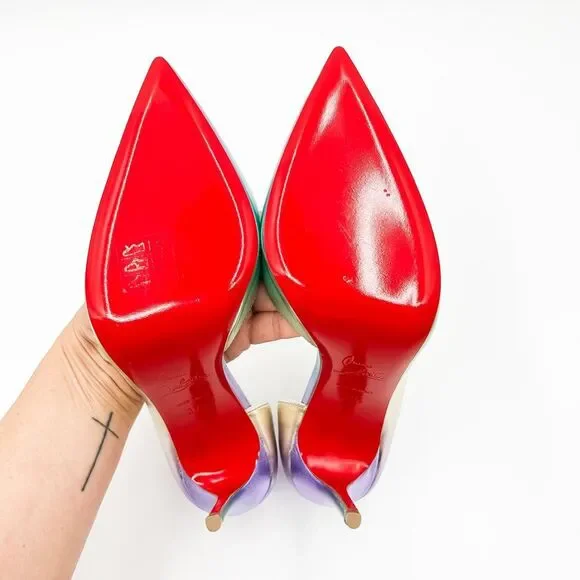 Christian Louboutin Iriza Pumps 100 Ombré Iridescent Heels EU 37.5 US 7.5 - Picture 12 of 14